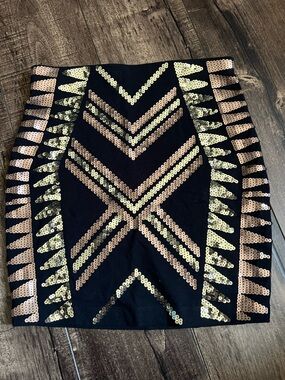 Express Black Skirt with Gold Sequins